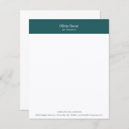 Aangepaste Blauwgroen Professionele Kleine Zakelij (Voorkant / Achterkant)