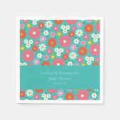 Aangepaste Blauwgroen Roze Retro Bloemen Spring Ba Servet (Voorkant)