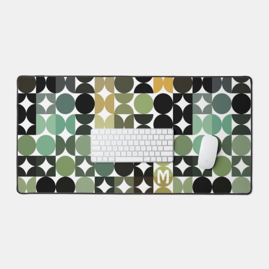 Aangepaste Blauwgroen Sage Groen Zwart Grijs Retro Bureaumat (Keyboard & Muis)