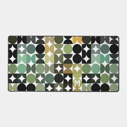 Aangepaste Blauwgroen Sage Groen Zwart Grijs Retro Bureaumat (Voorkant)