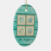 Aangepaste Blauwgroen Seashell-versiering Keramisch Ornament (Rechts)