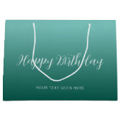 Aangepaste Blauwgroen Sjabloon Handgeschreven Happ Groot Cadeauzakje (Voorkant)