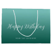 Aangepaste Blauwgroen Sjabloon Handgeschreven Happ Groot Cadeauzakje (Achterkant)