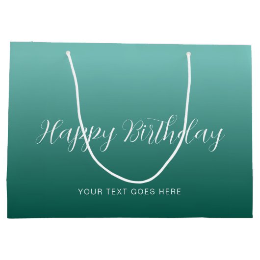 Aangepaste Blauwgroen Sjabloon Handgeschreven Happ Groot Cadeauzakje (Achterkant)