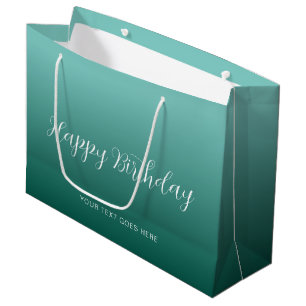 Aangepaste Blauwgroen Sjabloon Handgeschreven Happ Groot Cadeauzakje