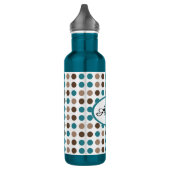 Aangepaste Blauwgroen waterfles met bruine pols Waterfles (Links)