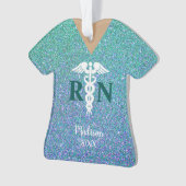 Aangepaste Blauwgroen zuster Blauw glitter Scrub T Ornament (voorkant)