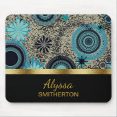 Aangepaste Blauwgroen zwarte gouden tonercirkels Muismat (Voorkant)