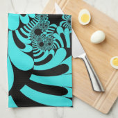 Aangepaste Blauwgroen zwarte keukenhanddoeken (Quarter Fold)