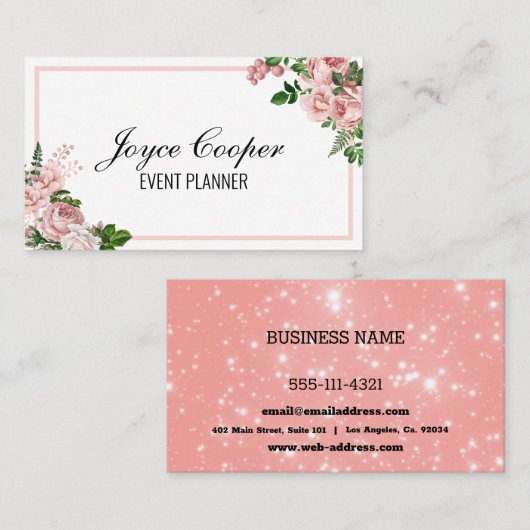 Aangepaste bleekroze flacon visitekaartje (Voorkant / Achterkant)