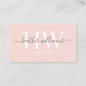 Aangepaste Bleke Pastel Roze Wit Zwart Professiona Visitekaartje (Voorkant)