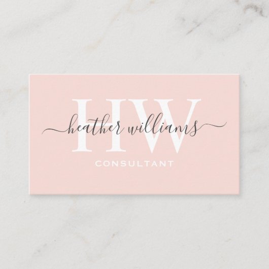 Aangepaste Bleke Pastel Roze Wit Zwart Professiona Visitekaartje (Voorkant)