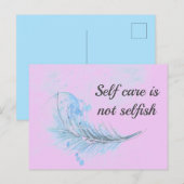 Aangepaste Bleke roze/blauwe Waterverf zelfzorg Briefkaart (Voorkant / Achterkant)