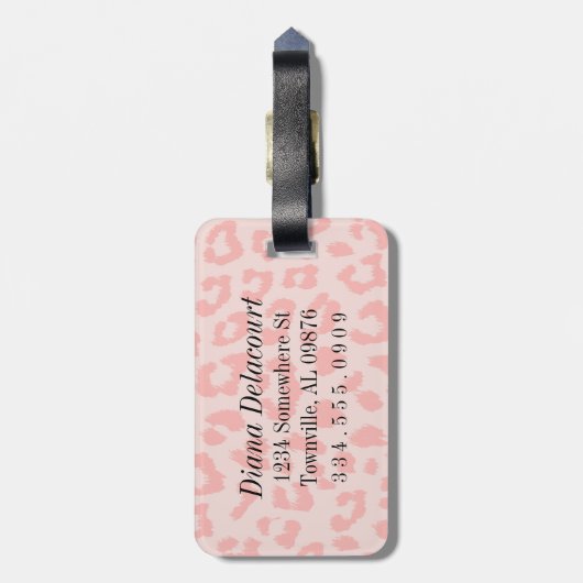 Aangepaste Bleke roze luipaard afdrukken Bagagelabel (Achterkant verticaal)
