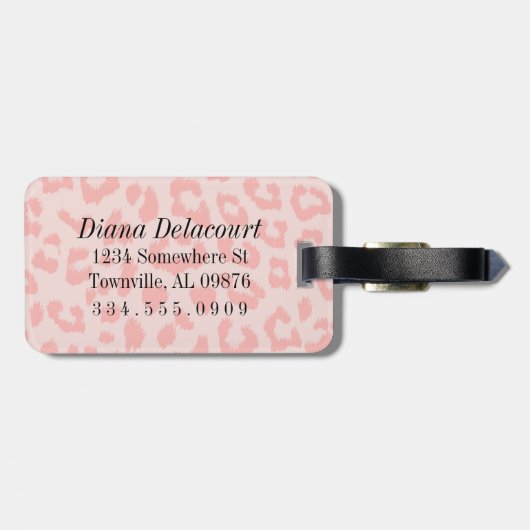 Aangepaste Bleke roze luipaard afdrukken Bagagelabel (Achterkant horizontaal)
