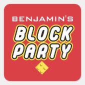 Aangepaste BLOCK PARTY Colorful Bricks Speelgoed B Vierkante Sticker (Voorkant)