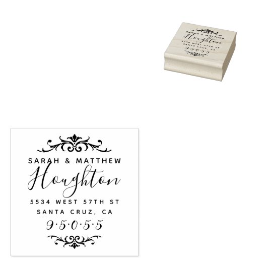 Aangepaste bloeien bruiloft paar retour adres rubberstempel (Gestempeld)