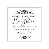 Aangepaste bloeien bruiloft paar retour adres rubberstempel (Afrduk)