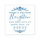 Aangepaste bloeien bruiloft paar retour adres  zelfinktende stempel (Design)