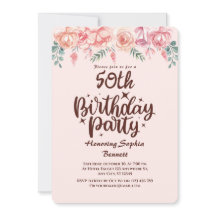 Aangepaste bloem 50ste verjaardagsfeest uitnodigin