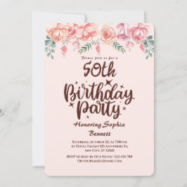 Aangepaste bloem 50ste verjaardagsfeest uitnodigin kaart