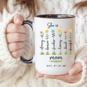 Aangepaste bloem-affirmatiebeker geschenk voor een koffiemok