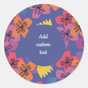 Aangepaste bloem blauwe bloemen verpakking ronde sticker