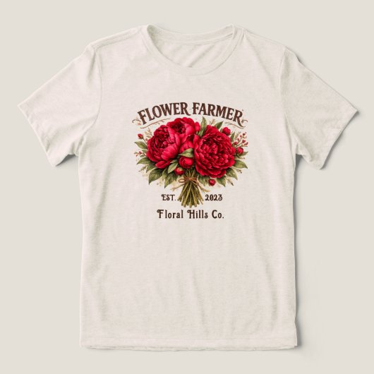 Aangepaste Bloem Boer Bloemenzaak Gepersonaliseerd Tri-Blend Shirt (Design voorkant)