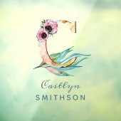 Aangepaste bloem C Letter Waterverf Blad Monogram Raamsticker (Vel 3)