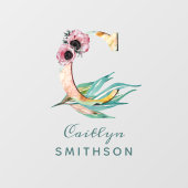 Aangepaste bloem C Letter Waterverf Blad Monogram Raamsticker (Vel)
