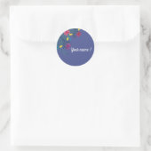 Aangepaste bloem elegante blauwe eenvoudige naam ronde sticker (Tas)