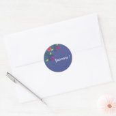 Aangepaste bloem elegante blauwe eenvoudige naam ronde sticker (Envelop)