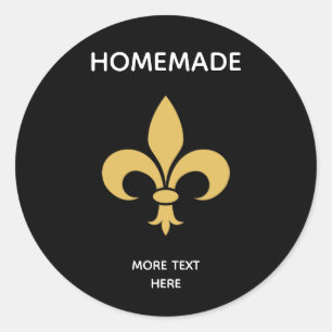 Aangepaste bloem en zelfgemaakte tekst op zwart ronde sticker