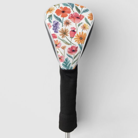 Aangepaste bloem golfhoes golfheadcover (Voorkant)