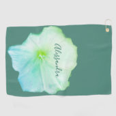 Aangepaste bloem groen blauw aquarel wilde bloem golfhanddoek (Horizontaal)