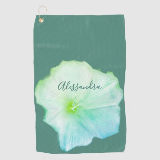 Aangepaste bloem groen blauw aquarel wilde bloem golfhanddoek (Voorkant)