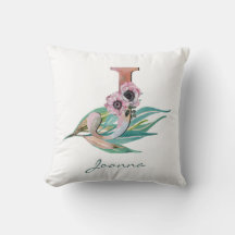 Aangepaste bloem J Letter Waterverf Blad Monogram