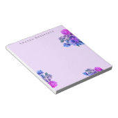 Aangepaste bloem lavendel waterverf blauw roze blo notitieblok (Schuin)