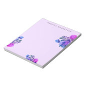 Aangepaste bloem lavendel waterverf blauw roze blo notitieblok (Linkerzijde)