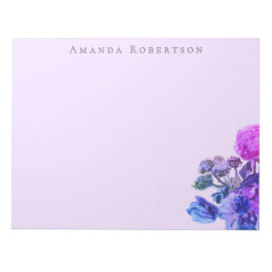 Aangepaste bloem lavendel waterverf roze blauwe bl notitieblok