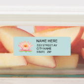 Aangepaste bloem op lichtblauwe adreslabels labels (Aangebracht)