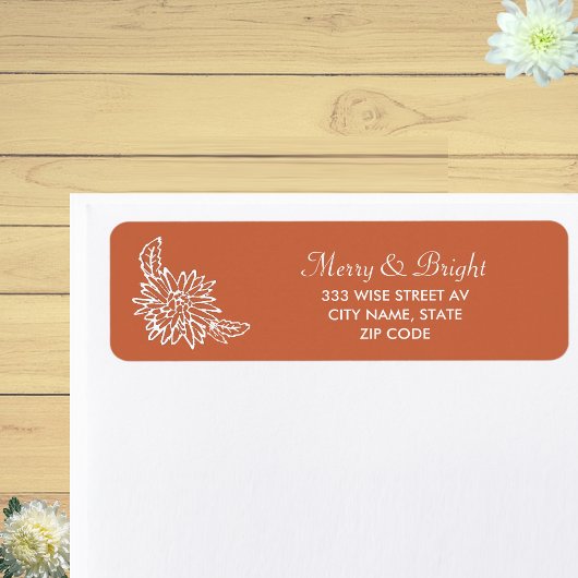 Aangepaste bloem op terracotta kleur achtergrond etiket