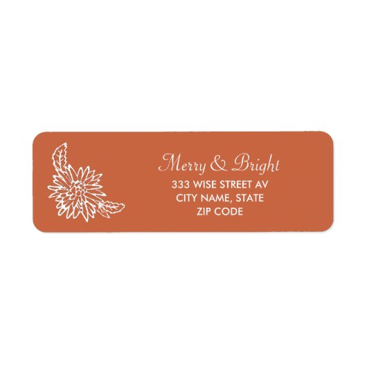 Aangepaste bloem op terracotta kleur achtergrond etiket (Voorkant)