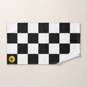 Aangepaste bloem op zwart en wit geruit patroon bad handdoek (Handdoek)