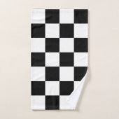 Aangepaste bloem op zwart-wit geruit patroon bad handdoek (Handdoek)