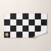 Aangepaste bloem op zwart-wit geruit patroon bad handdoek (Handdoek)
