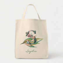 Aangepaste bloem S Letter waterverf bladmonogram