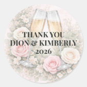 Aangepaste bloem sticker voor champagne toost (Voorkant)