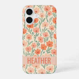 Aangepaste bloem telefoonhoes | Mooie roze geperso iPhone 16 Hoesje
