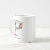 Aangepaste bloemalfabet mok cadeau als huwelijksgu (Voorkant links)
